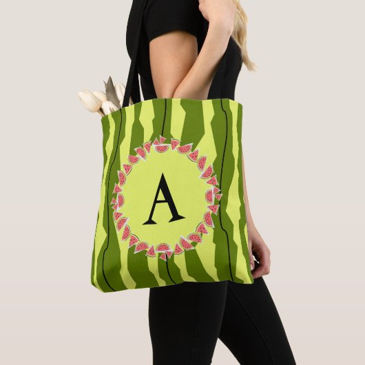 Watermeloen Stripe monogram canvas tas (Dichtbij)