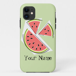 Watermeloen Stukken groen 'Naam' iPhone hoesje