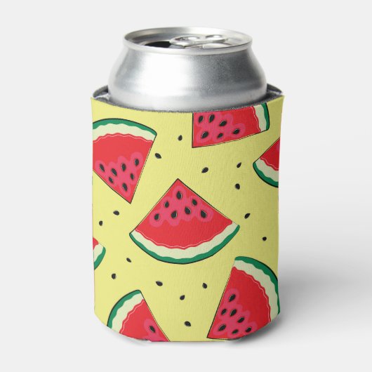 Watermeloen stukken: Zomer geel patroon Blikjeskoeler (Blikje Voorkant)