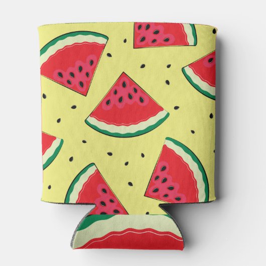 Watermeloen stukken: Zomer geel patroon Blikjeskoeler (Achterkant)