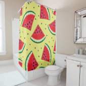 Watermeloen stukken: Zomer geel patroon Douchegordijn (In situ)