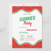 Watermeloen, Summer Birthday Party Kaart (Voorkant)