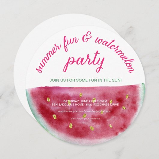 Watermeloen Summer Fun Kaart (Voorkant / Achterkant)