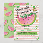 Watermeloen Summer Party uitnodiging (Voorkant / Achterkant)