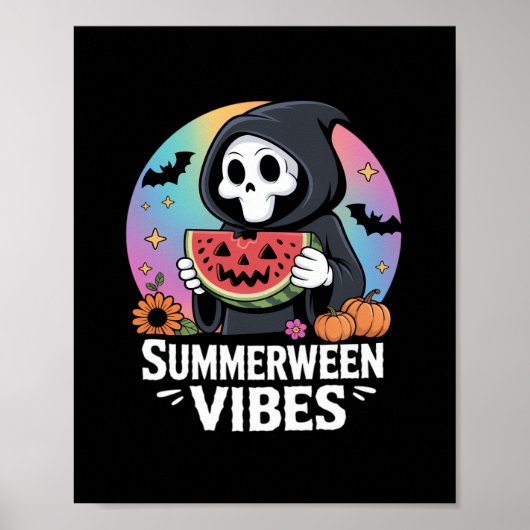 Watermeloen Summerween Skeleton Vibes Poster (Voorkant)