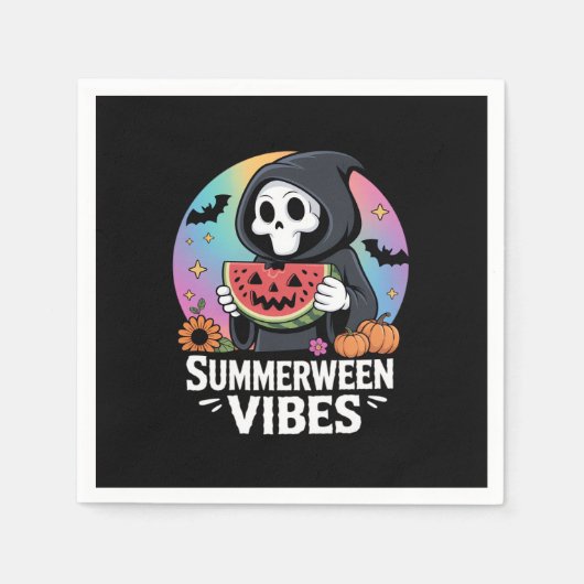 Watermeloen Summerween Skeleton Vibes Servet (Voorkant)