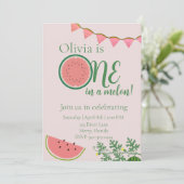 Watermeloen thema eerste verjaardag kaart (Staand voorkant)