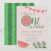 Watermeloen thema eerste verjaardag kaart (Voorkant / Achterkant)