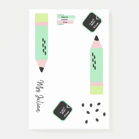 Watermeloen Thema Terug naar School Docenten Naam  Post-it® Notes (Voorkant)