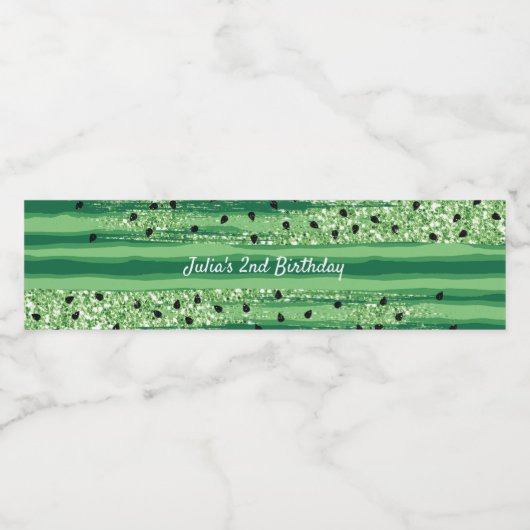 Watermeloen Theme Birthday Waterfles Etiket (Enkel label)