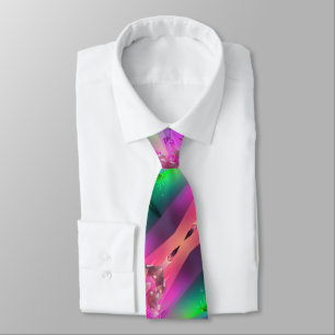 Watermeloen Toermalijn Neon Green Hot Pink Abstrac Stropdas