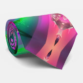 Watermeloen Toermalijn Neon Green Hot Pink Abstrac Stropdas (Opgerold)