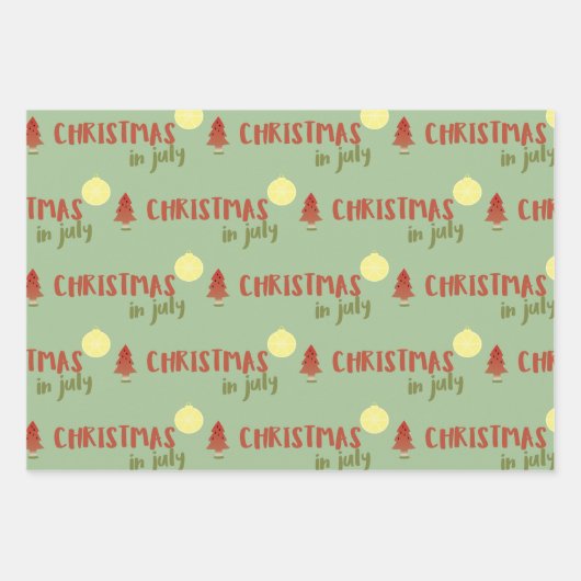 Watermeloen Tree Stripe Kerstmis in juli Trio Inpakpapier Vel (Voorkant 3)