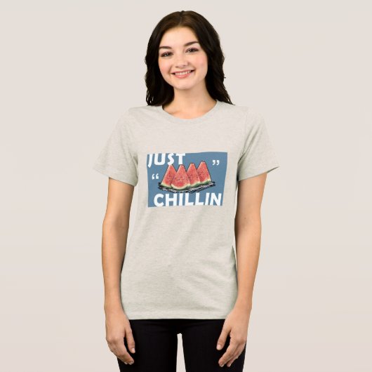 watermeloen Tri-Blend shirt (Voorkant volledig)