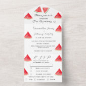 Watermeloen Tropisch Fruit Leuke Rustieke Bruiloft All In One Uitnodiging (Binnen)