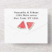 Watermeloen Tropisch Fruit Leuke Rustieke Bruiloft All In One Uitnodiging (Achterkant)