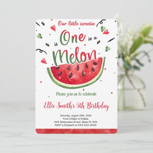 Watermeloen Uitnodiging (Staand voorkant)