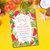 Watermeloen uitnodiging, een in een meloen verjaar kaart