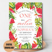 Watermeloen uitnodiging, een in een meloen verjaar kaart
