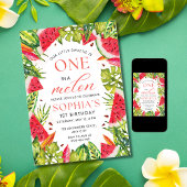 Watermeloen uitnodiging, een in een meloen verjaar kaart