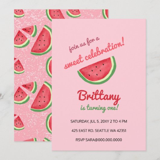 watermeloen - uitnodiging voor zomervakantie (Voorkant / Achterkant)