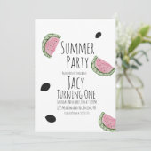 Watermeloen Verjaardag Aquarel Zomer Zaden Kaart (Staand voorkant)