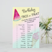 Watermeloen verjaardag this or that spel (Staand voorkant)