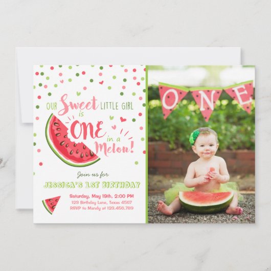 Watermeloen Verjaardag Uitnodiging Melon Summer Pa (Voorkant)