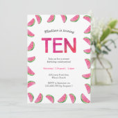 Watermeloen Verjaardag uitnodiging voor 10e Verjaa (Staand voorkant)