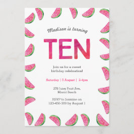Watermeloen Verjaardag uitnodiging voor 10e Verjaa
