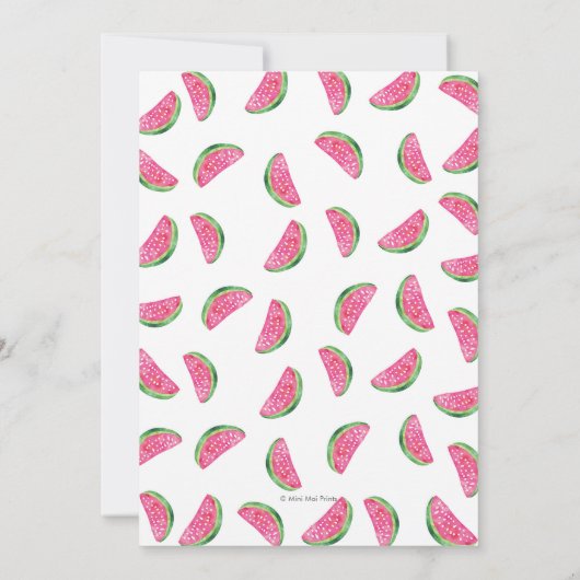 Watermeloen Verjaardag uitnodiging voor 8e Verjaar (Achterkant)