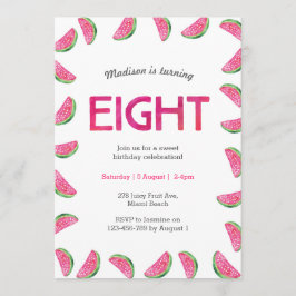 Watermeloen Verjaardag uitnodiging voor 8e Verjaar