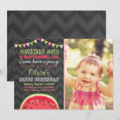 Watermeloen Verjaardag Uitnodiging Zon Zomerfeest (Voorkant / Achterkant)