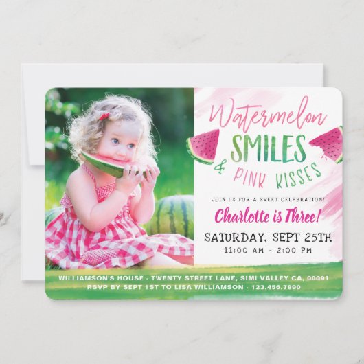 Watermeloen Verjaardagsfeestje Picknick Uitnodigin Kaart (Voorkant)