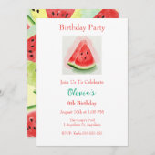 Watermeloen verjaardagsfeestje uitnodiging (Voorkant / Achterkant)