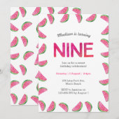 Watermeloen Verjaardagsuitnodiging voor 9e Verjaar Kaart (Voorkant / Achterkant)