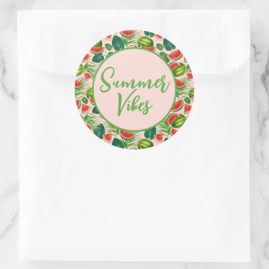 Watermeloen, vers ronde sticker (Tas)