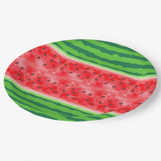 Watermeloen verse zomervruchten papieren bordje (Gekanteld)