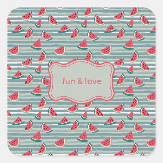 Watermeloen Vierkante Sticker (Voorkant)