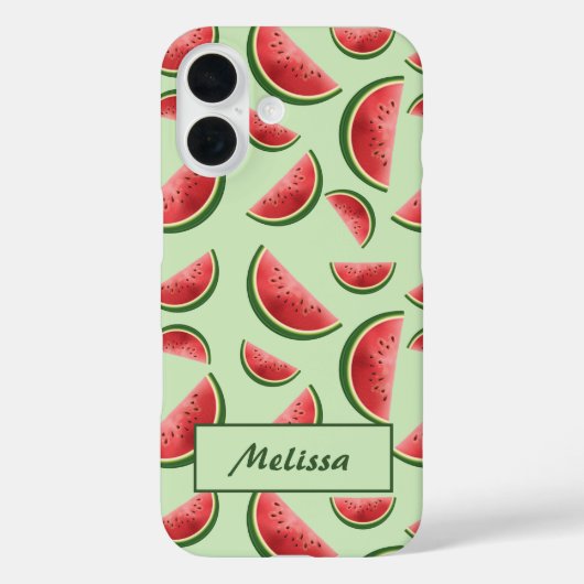 Watermeloen vruchtpatroon op groen met aangepaste Case-Mate iPhone case (Achterkant)