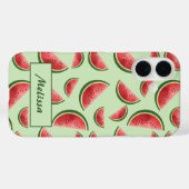 Watermeloen vruchtpatroon op groen met aangepaste Case-Mate iPhone case (Achterkant (horizontaal))