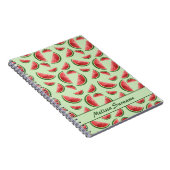 Watermeloen vruchtpatroon op groen met aangepaste  notitieboek (Rechterzijde)