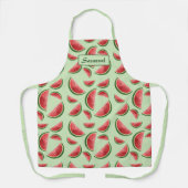 Watermeloen vruchtpatroon op groen met aangepaste schort (Voorkant)