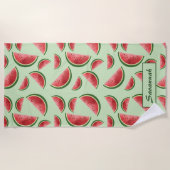 Watermeloen vruchtpatroon op groen met aangepaste strandlaken (Voorkant)