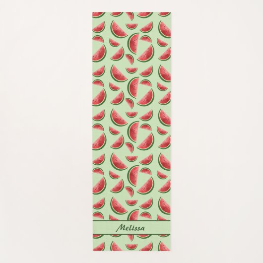 Watermeloen vruchtpatroon op groen met aangepaste yogamat (Voorkant)