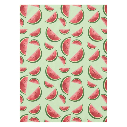Watermeloen vruchtpatroon op groen tafelkleed (Voorkant)