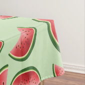 Watermeloen vruchtpatroon op groen tafelkleed (Voorbeeld)