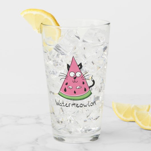 Watermeloen Watermeloen Kat Grappig Glas Cup (Voorkant ijs)