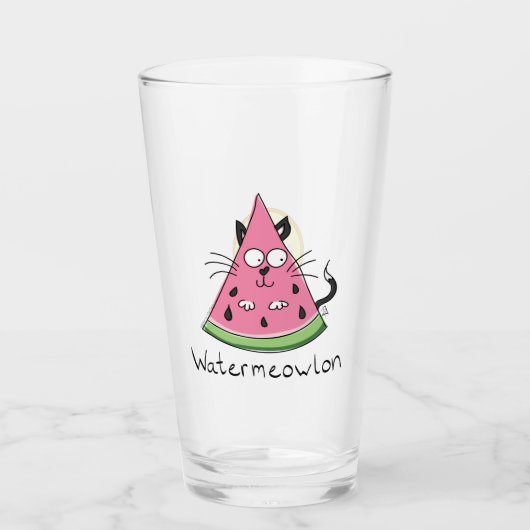 Watermeloen Watermeloen Kat Grappig Glas Cup (Voorkant)