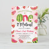 Watermeloen Waterverf 1e Verjaardagsuitnodiging Kaart (Staand voorkant)